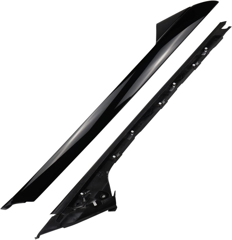 FEXON طقم تزيين عمود الزجاج الأمامي الخارجي والداخلي الجانبي الأيسر متوافق مع فورد إكسبلورر 2011 2012 2013 2014 2015 2016 2017 2018 2019 يستبدل 926-450 (يسار 2 قطعة، أسود لامع) - Image 1